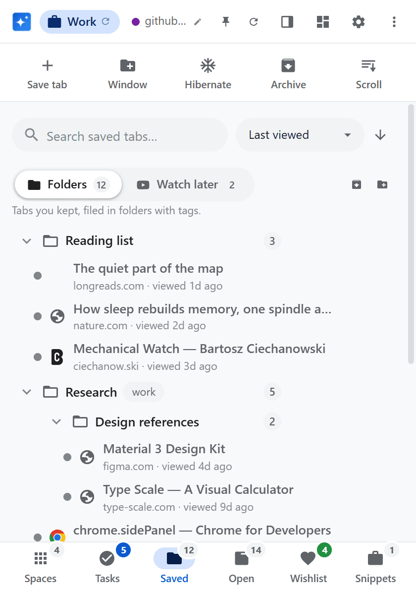 Browser-Assistant-Symbolleisten-Popup mit dem Ordnerbaum